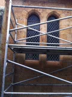 External scaffolding with existing windows