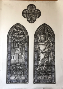 Charcoal cartoon for St Andrew window