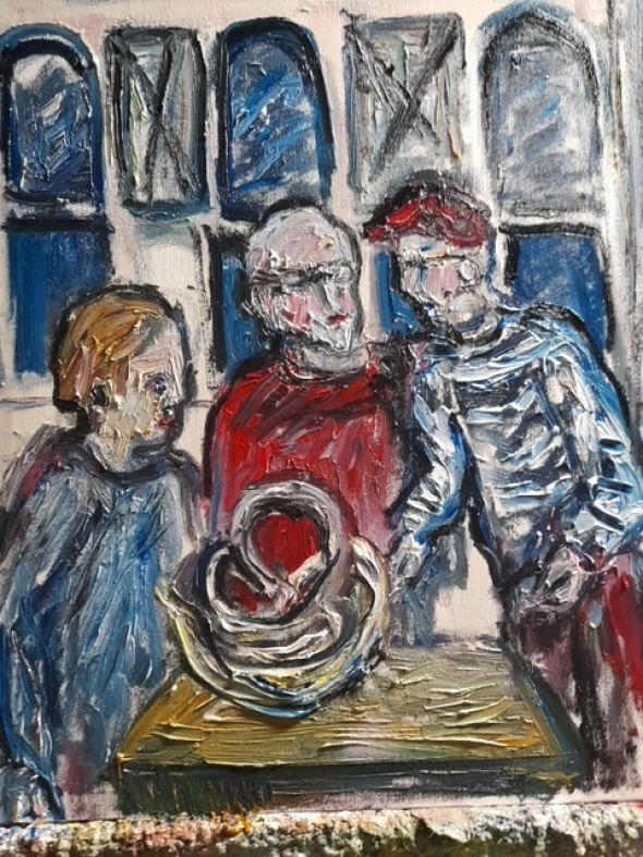 "The Chat" by Michaela Simoni- a Painting of the Opening Night