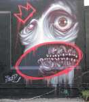 Rooftop graf, Hibernian House, by KidZoom 