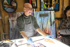 Demonstrating glass painting