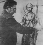 Stephen drawing a cartoon