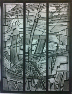 Charcoal cartoon for the window