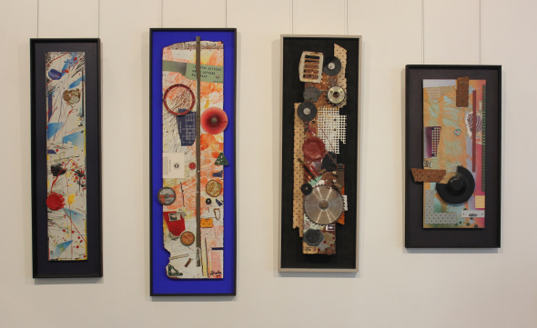 Four collage/assemblages